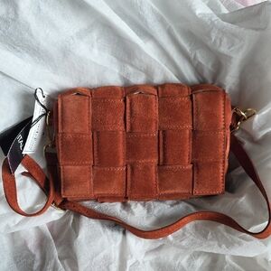 Viola Castellani Suede Crossbody Bag with Smooth Finish